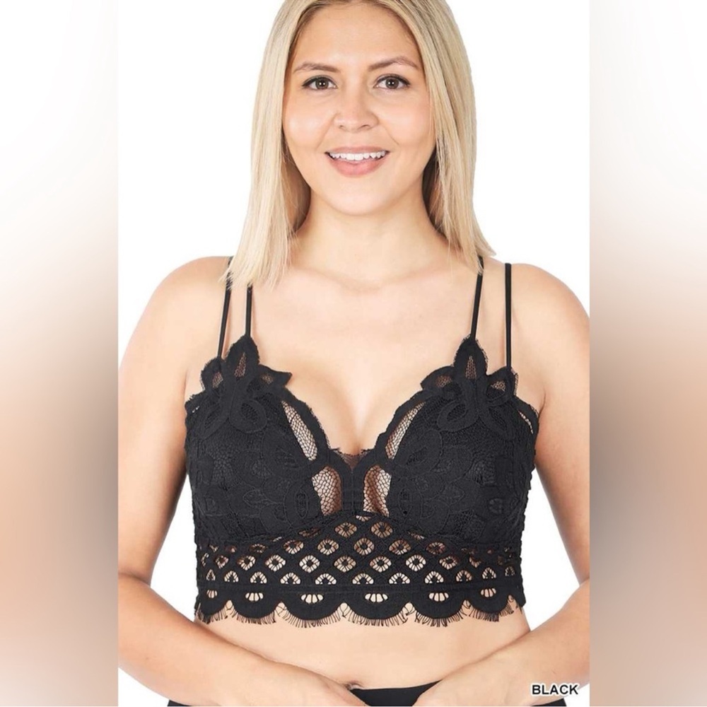 New Zenana Black Strappy Lace Bra Bralette Plus Size 3X